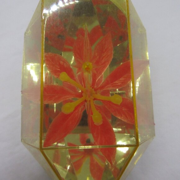 3 Jewel Brite Diorama Reflector Hexagon Gem Christmas Ornaments Poinsettia Holly - Picture 8 of 15